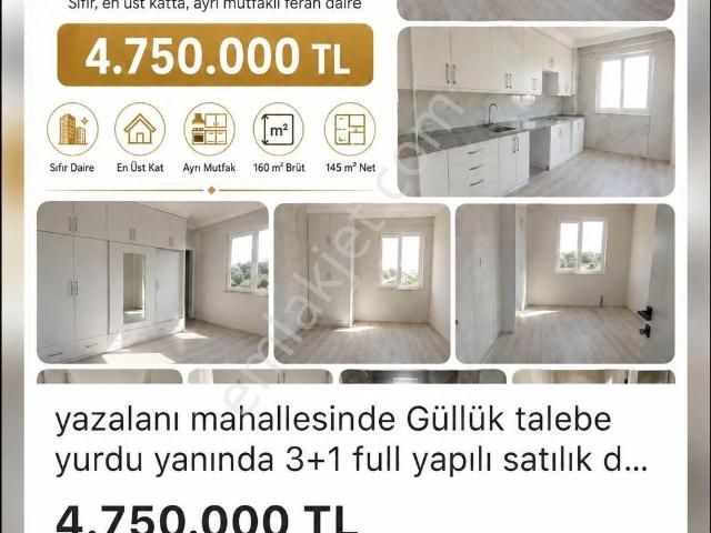 Yazalanı Mahallesinde Güllük Talebe Yurdu Yanında 3+1 Full Yapılı Satılık Daire