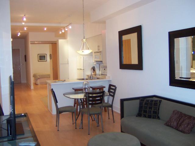 Yonge and Eglinton Toronto Furnished Loft Rental at Soho Bayview Lofts Ample 2 Bedroom 2 Bathroom Suite with Den, In Suite Laundry and Walk In Closet