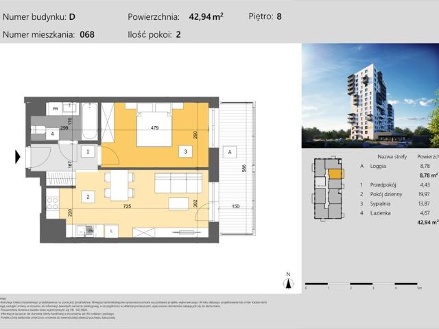Zapraszam do nowoczesnego 2 pokojowego mieszkania 42,94 m² w Rzeszowie