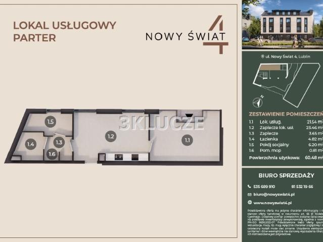 Zapraszam do sprzedaży lokalu usługowego 60,48 m² w Lublinie