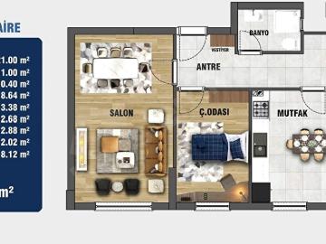ZENTA'DAN SARAYCIK 2+1 GÜVENLİKLİ SİTE İÇERİSİNDE SATILIK DAİRE