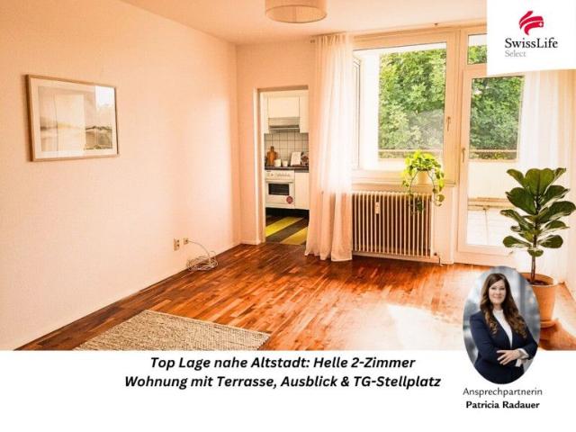 Zentral gelegene 2 Zimmer Wohnung mit Terrasse & Tiefgaragenstellplatz