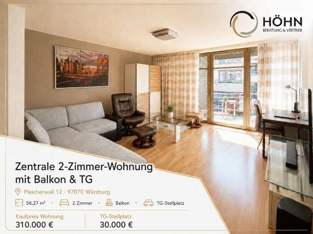 Zentrale 2 Zimmer Wohnung mit Balkon & TG – Kapitalanlage mit Perspektive