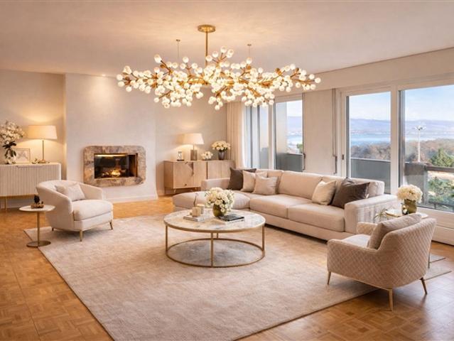 Zeitgenössische Eleganz mit Panoramablick auf den See in Cologny