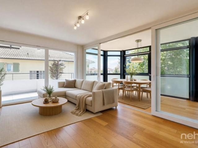 Zeitgenössische Wohnung mit großer Terrasse im Herzen von Pully
