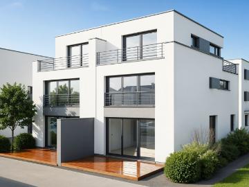 Zeitlos modern: Neubau Doppelhaushälfte im Bauhaus Stil in Bodenheim