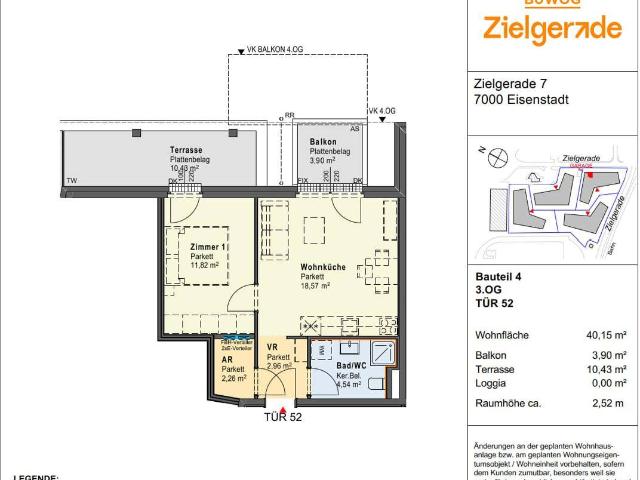 ZIELGERADE Eisenstadt Tür 52 Anlegerwohnung mit Vertriebs Service für Anleger