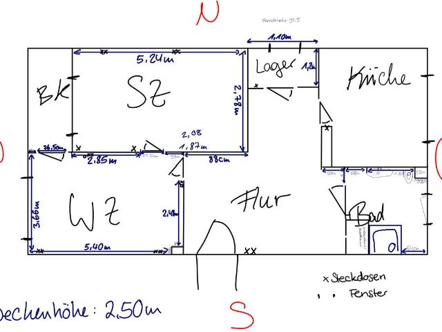 Zwei Zimmer Wohnung mit Einbauküche