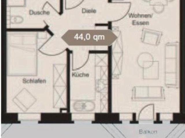 Zweiraumwohnung hell gemütlich Parknähe