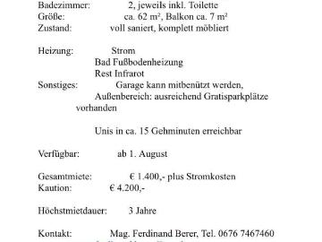 Zu Vermieten 2 Schlafzimmer Wohnung Salzburg AUT DS102919133