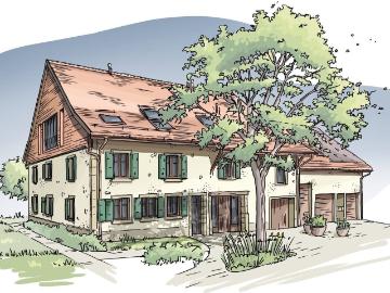 Zu vermieten, wunderschöne 5.5 Zimmer Wohnung in einem renovierten Bauernhaus