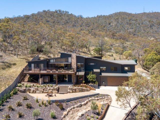 A Bold Statement Framed by Landscaped Beauty with 270 Degree Snowy Mountain Views