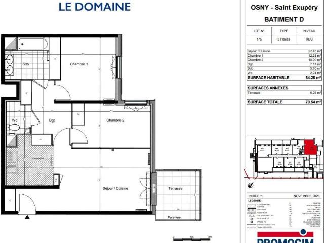 À louer Appartement 3 pièces avec terrasse à Osny