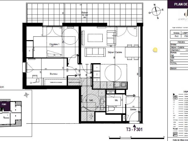 À LOUER T3 de 65,50 m2 Résidence Amplitude Bordeaux