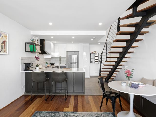 A stylish retreat in a dual level apartment