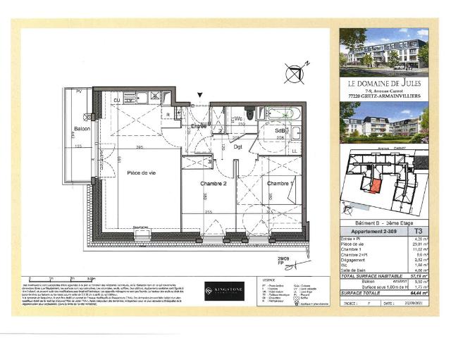 À VENDRE À GRETZ ARMAINVILLIERS 3 PIECES AVEC BALCON ET PARKING