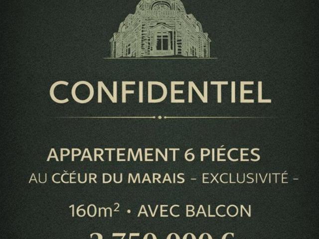 À VENDRE –Appartement d'exception dans le Marais avec balcon – 156,7 m² 5 chambres