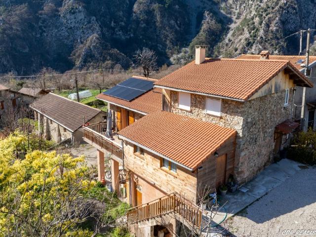 À vendre Maison en pierre rénovée avec grand terrain et cave voûtée Berthemont les Bains Roquebillière