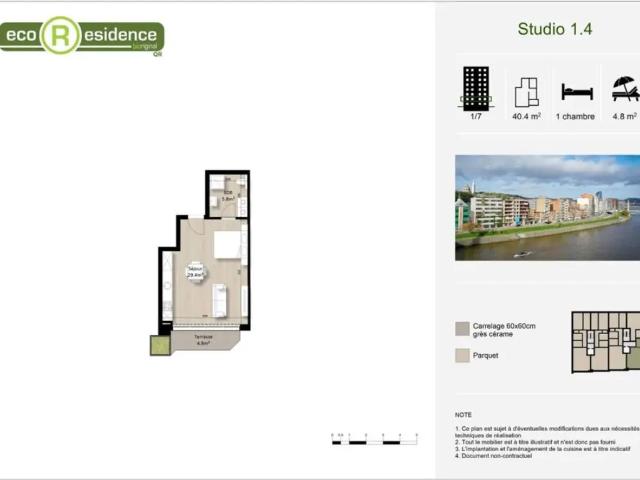 à vendre Studio Liège Quai de Rome