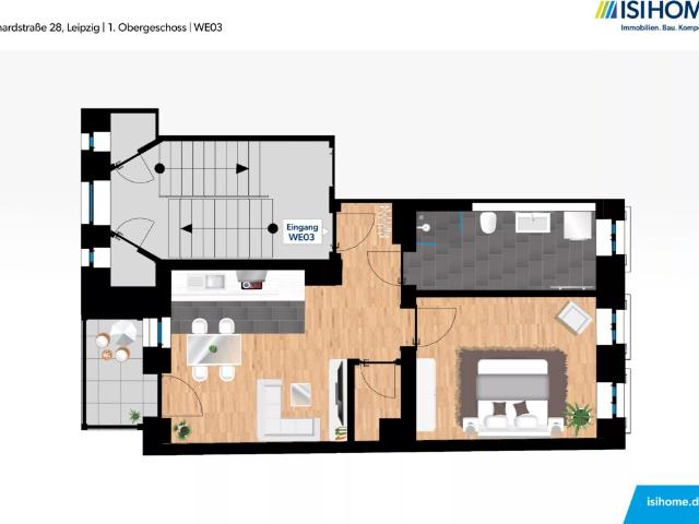 ab 01.02.2027 frisch sanierte 2 Raumwohnung mit Balkon WE03