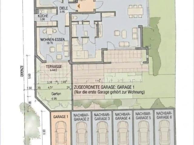 Ab Januar 2. Zimmer Wohnung mit eigenem Garten,Garage u. Keller