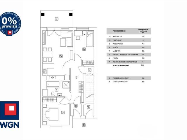 Nowoczesne mieszkanie z ogrodem, 64 m2, Łagów Lubuski