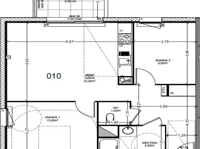 Agde Appartement 3 pièces 62.74 m²