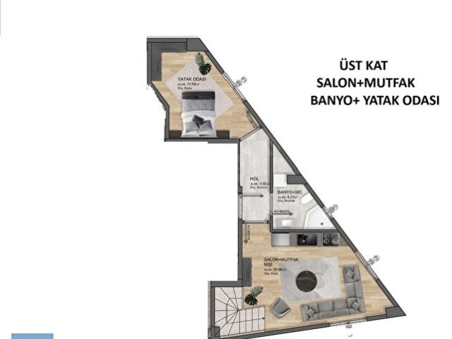 ADİL MAH. CADDELERE YAKIN 70 M2 SIFIR TERS DUBLEKS 2+1 DAİRE