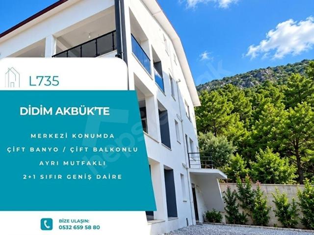 Akbük'te Satılık Sıfır 2+1 Çift Balkonlu Çift Banyolu Ayrı Mutfaklı