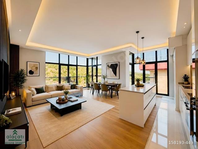 alaçatıdan ORMAN MANZARALI,MERKEZİ KONUMLU,90M2 LÜKS 2+1 DAİRE