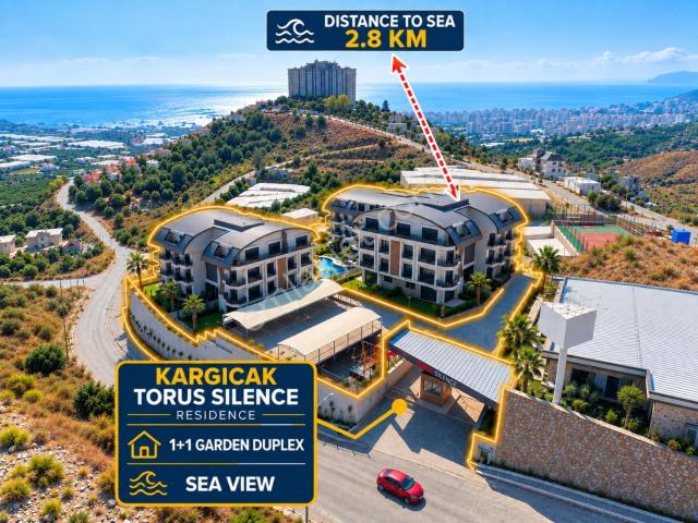 Alanya Kargıcak'da Lüks 1+1 Garden Dubleks Deniz Manzaralı Daire