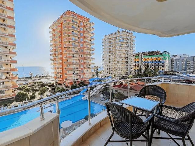 Alanya/ Mahmutlar Alden 3 Res.'te Deniz Manzaralı Eşyalı 2+1