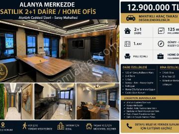 Alanya Saray Mahallesi'nde Satılık 2+1 Home Ofis Kullanımına Uygun Daire