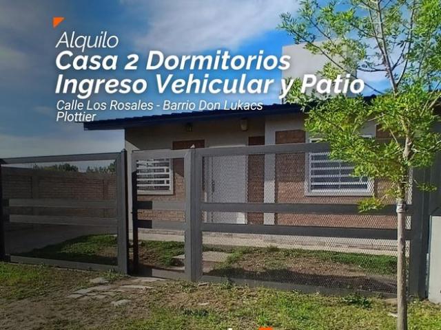 Alquiler casa 2 Dormitorios con ingreso vehicular y patio en Barrio Don Luca Plottier Neuquén