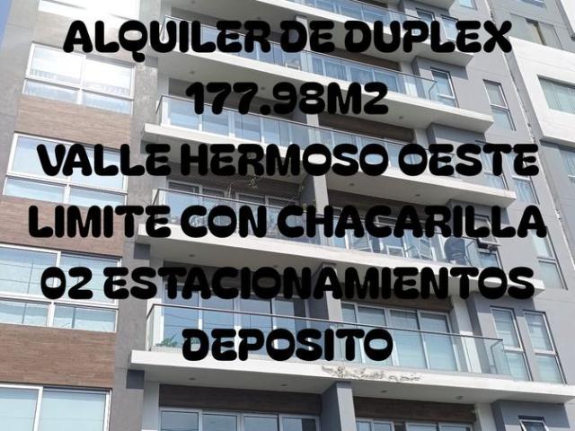Alquiler de Duplex Valle Hermoso Oeste Limite con Chacarilla 177.98m2