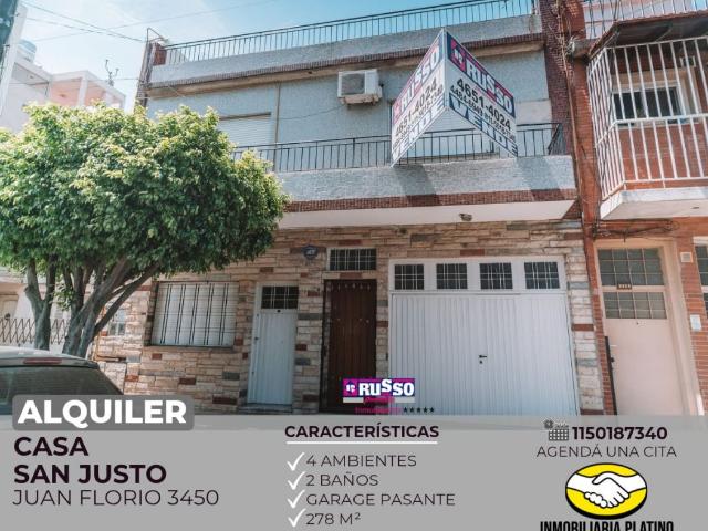Alquiler de espectacular Casa 4 ambientes en La Matanza San Justo