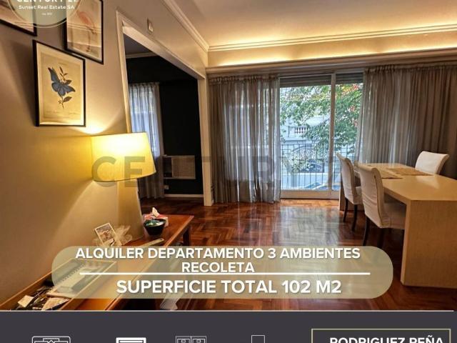 ALQUILER DEPARTAMENTO 3 AMBIENTES RECOLETA Amoblado
