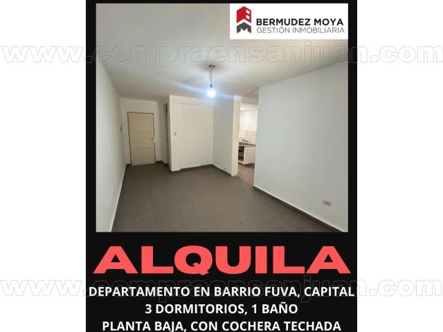 Alquiler. Departamento En Planta Baja, 3 Dormitorios, 1 Baño, Con Cochera, Barrio Fuva, Capital