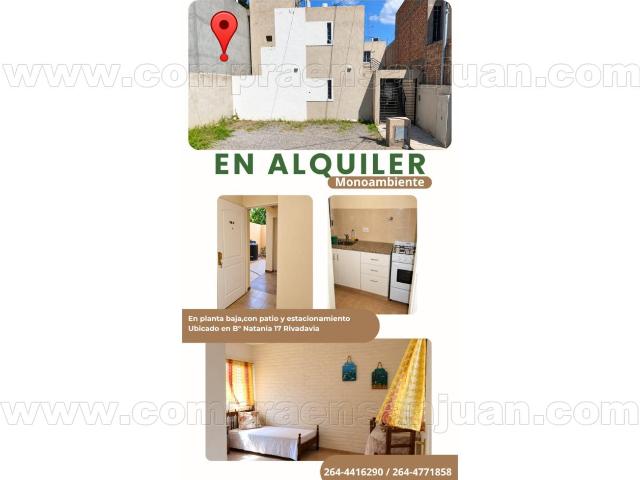 Alquiler. Dpto. Monoambiente, Para Persona Sola, B° Natania 17. Rivadavia