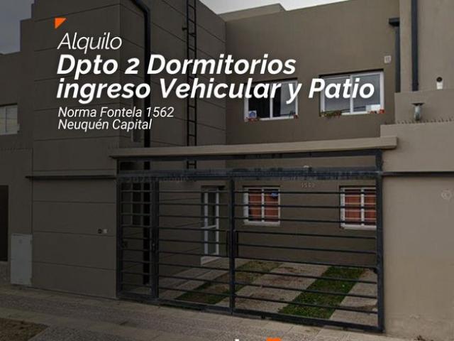 Alquiler Dpto. 2 Dormitorios, con patio e ingreso vehicular Norma Fontela 1562 Neuquén Capital
