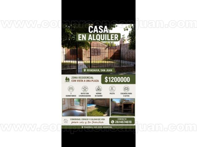 Alquilo Casa 3 Dorm Natania Xvi. Rivadavia