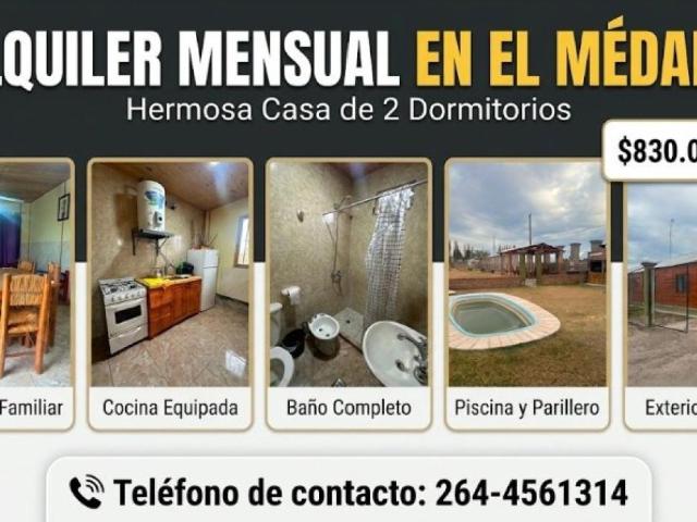 Alquilo Casa Con Piscina 2 Dorm En Medano