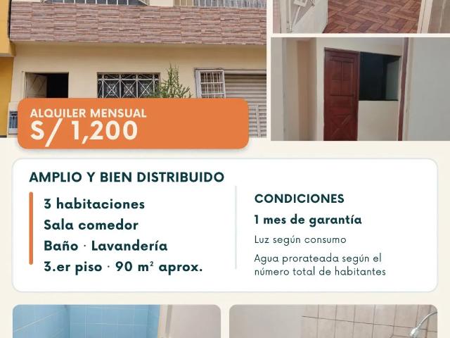 Alquilo Dpto. 3er piso SJL con 3 dormitorios