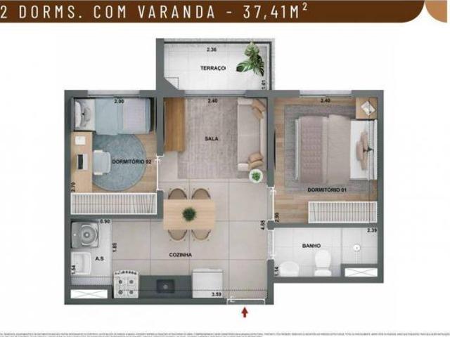 Alto Chácara Santo Antônio | Construtora Cury | Construção | 37 metros | 02 dormitórios | com varand