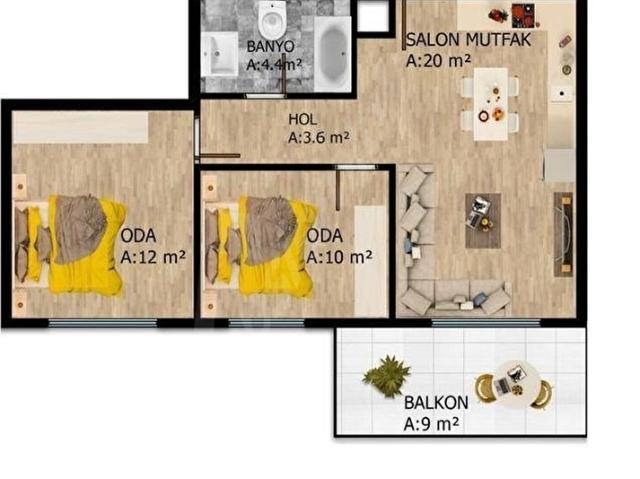 ÇANAKKALE KARACAÖRENDE 1+1 DAİRE FİYATINA 2+1 SATILIK DAİRE