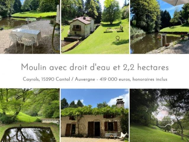Ancien moulin avec droit d'eau et 2,2 hectares du terrain, C. 209m² Cayrols