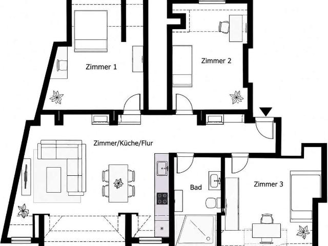 ANFRAGEN ÜBER DAS KONTAKTFELD! Dachgeschoss 4 Zimmer Wohnung + Baujahr 2017 + WG geeignet