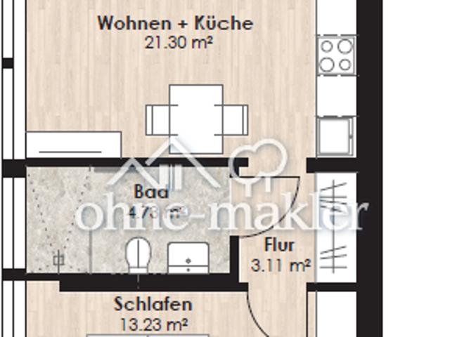 Ankommen und wohlfühlen: Helle 2 Zimmer Wohnung mit offenem Wohn Essbereich