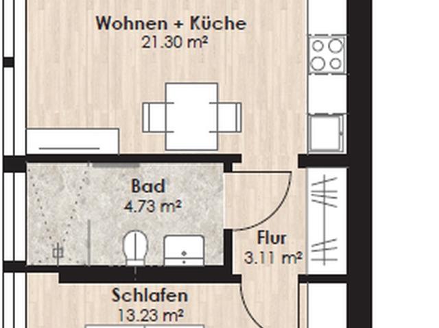 Ankommen und wohlfühlen: Helle 2 Zimmer Wohnung mit offenem Wohn Essbereich