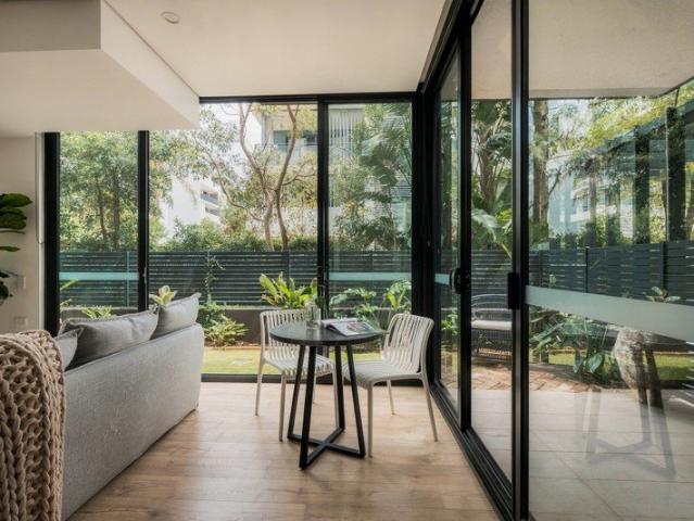 Apartment living with a backyard